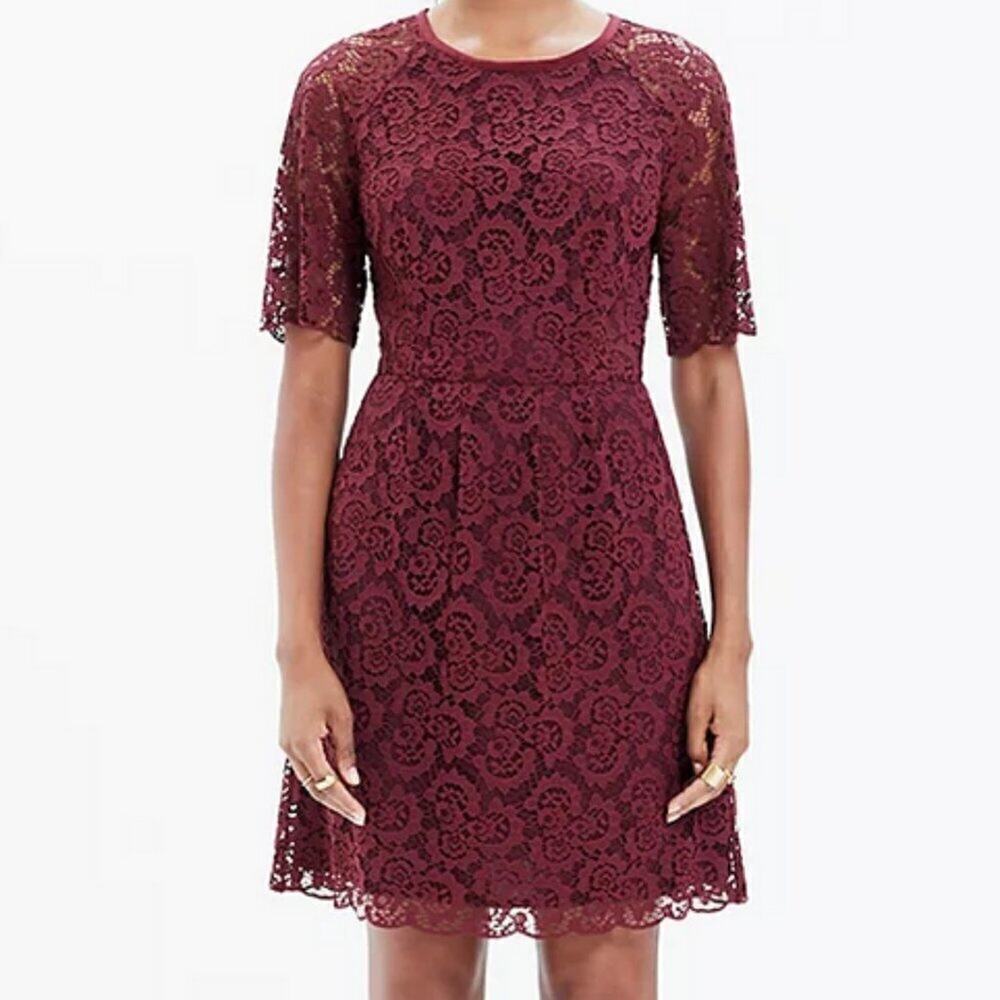 Madewell Maroon Lace Magnolia Dress zip back sz 0